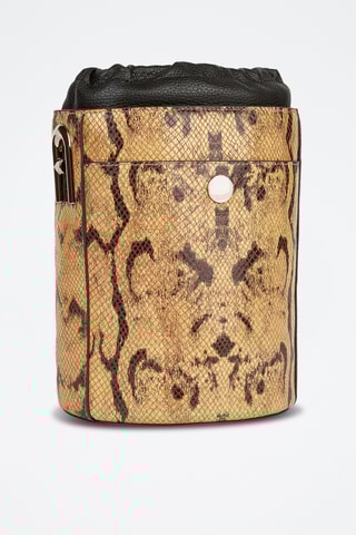 Sac seau en cuir de veau Mini Lipari - Camel