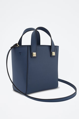 Sac à main en cuir de veau Mini Afrodite - Bleu marine