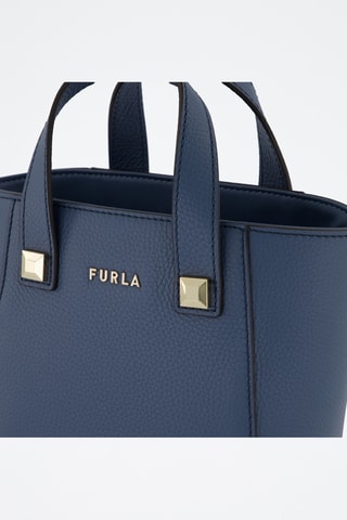 Sac à main en cuir de veau Mini Afrodite - Bleu marine