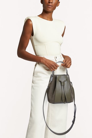 Sac seau en cuir Miastella Mini - Kaki