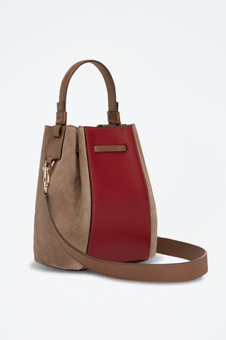 Sac seau en cuir Miastella Mini - Marron et bordeaux