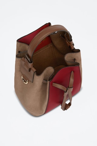 Sac seau en cuir Miastella Mini - Marron et bordeaux