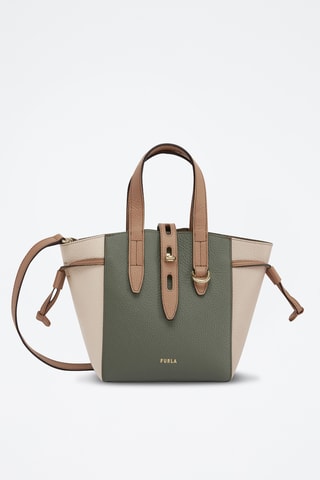 Sac à main en cuir de veau Net Mini - Kaki et beige