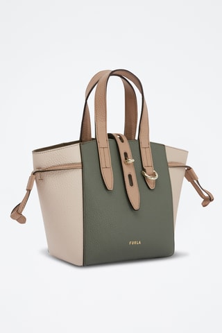 Sac à main en cuir de veau Net Mini - Kaki et beige