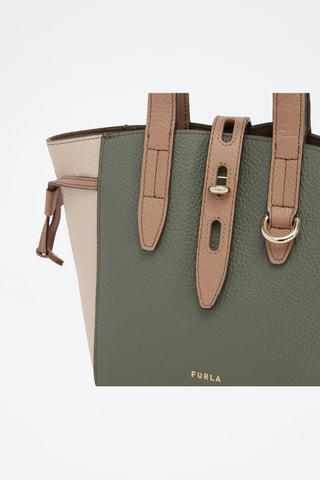 Sac à main en cuir de veau Net Mini - Kaki et beige