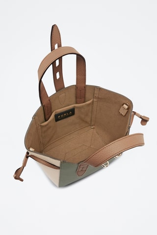 Sac à main en cuir de veau Net Mini - Kaki et beige