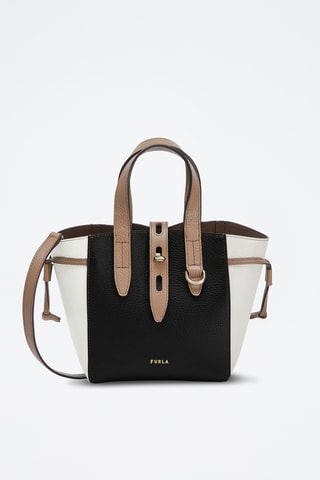 Sac à main en cuir de veau Net Mini - Noir et blanc
