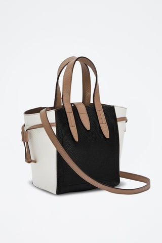 Sac à main en cuir de veau Net Mini - Noir et blanc