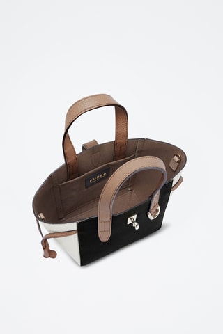 Sac à main en cuir de veau Net Mini - Noir et blanc