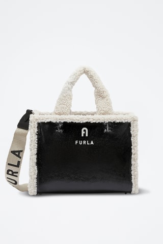 Sac à main en cuir vernis Opportunity - Blanc et noir