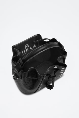 Sac seau en cuir de veau Mini Miastella - Noir