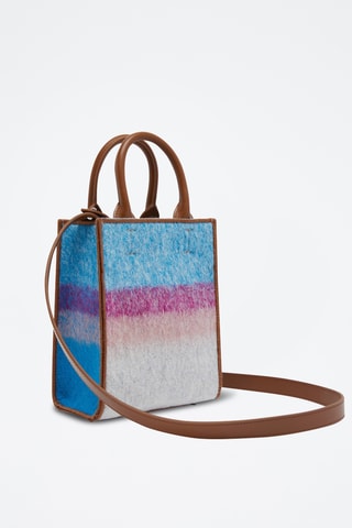 Sac à main en laine et en cuir Opportunity - Blanc et marron