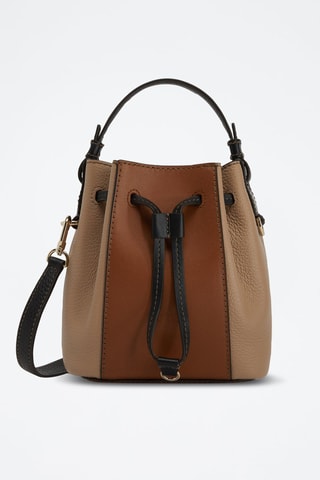 Sac seau en cuir Miastella Mini - Greige et camel