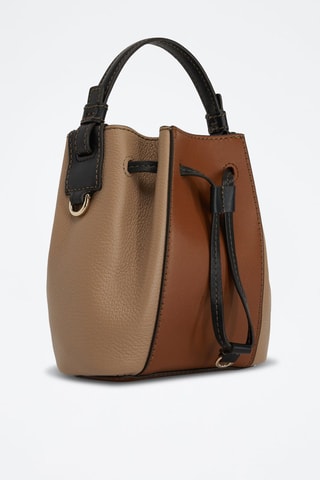 Sac seau en cuir Miastella Mini - Greige et camel