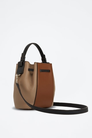 Sac seau en cuir Miastella Mini - Greige et camel