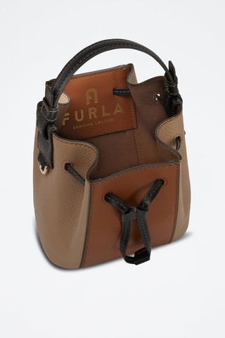 Sac seau en cuir Miastella Mini - Greige et camel