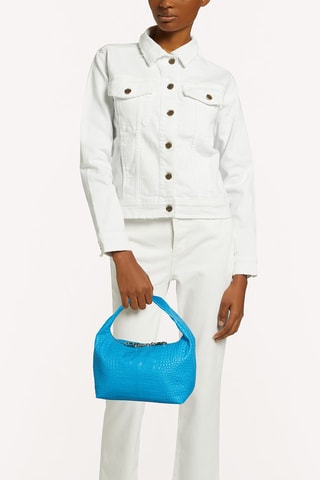 Sac à main en cuir de veau Ginger S - Turquoise