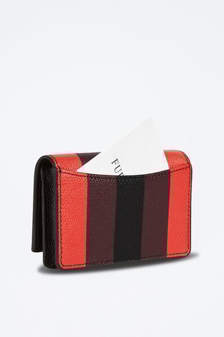 Porte-cartes en cuir Ribbon - Noir et rouge