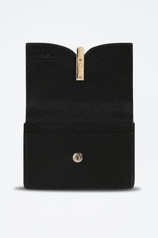 Porte-cartes en cuir Ribbon - Noir et rouge