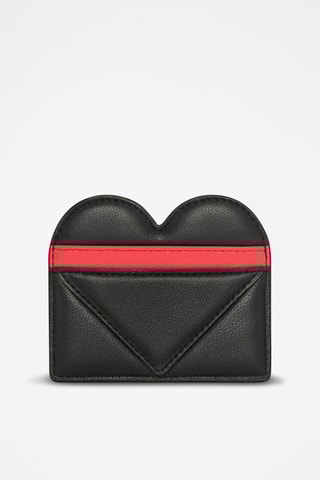 Porte-cartes en cuir d’agneau - Noir et rouge