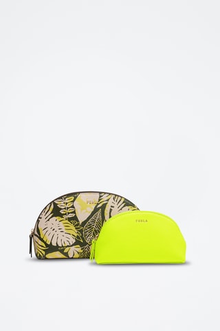 Trousse de beauté en cuir de veau L - Jaune