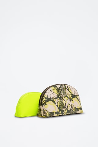 Trousse de beauté en cuir de veau L - Jaune
