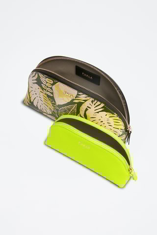 Trousse de beauté en cuir de veau L - Jaune