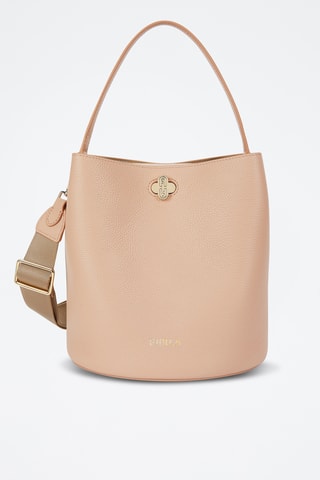 Sac seau en cuir de veau Danae - Nude