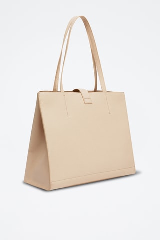 Sac porté épaule en cuir de veau Sofia L - Beige