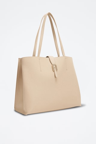 Sac porté épaule en cuir de veau Sofia L - Beige
