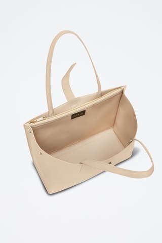 Sac porté épaule en cuir de veau Sofia L - Beige