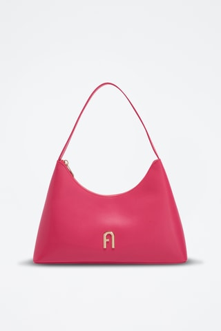 Sac porté épaule en cuir de veau Diamante S - Fuchsia