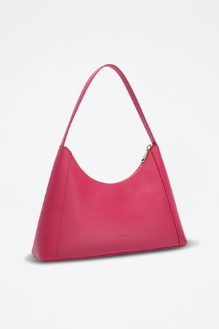 Sac porté épaule en cuir de veau Diamante S - Fuchsia