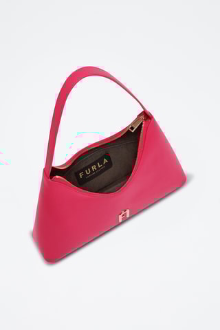 Sac porté épaule en cuir de veau Diamante S - Fuchsia