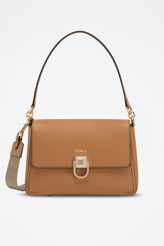 Sac porté épaule en cuir de veau Circe S - Camel