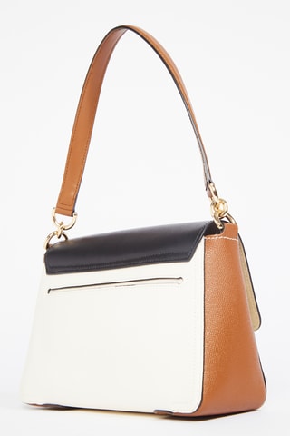 Sac porté épaule en cuir de veau Circe - Noir et blanc