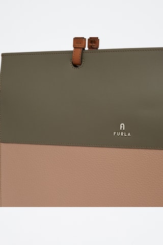Sac porté épaule en cuir de veau Varsity Style L - Beige