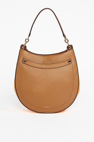 Sac porté épaule en cuir de veau Afrodite S - Camel