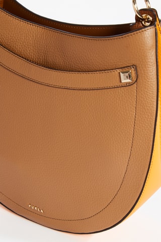 Sac porté épaule en cuir de veau Afrodite S - Camel