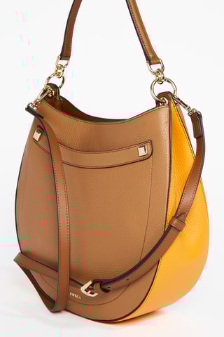 Sac porté épaule en cuir de veau Afrodite S - Camel