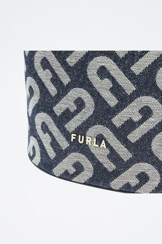 Sac seau en cuir de veau Clio Mini - Bleu et noir