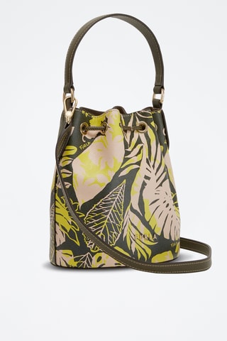 Sac seau en cuir de veau Clio Mini - Jaune fluo et kaki