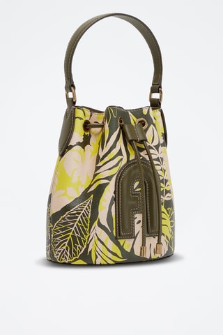 Sac seau en cuir de veau Clio Mini - Jaune fluo et kaki