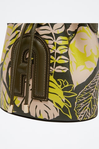 Sac seau en cuir de veau Clio Mini - Jaune fluo et kaki
