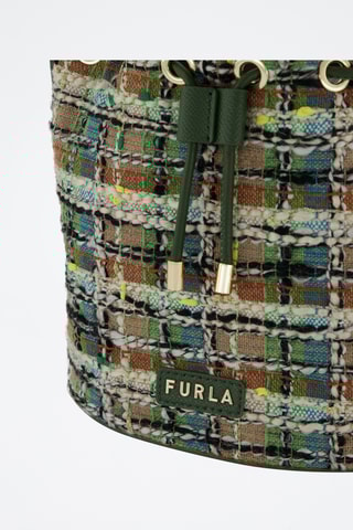 Sac seau en tweed et cuir de veau Clio Mini - Vert foncé