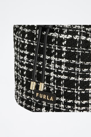 Sac seau en tweed et cuir de veau Clio Mini - Noir