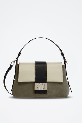 Sac porté épaule en cuir Charlotte - Kaki