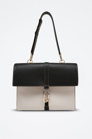 Sac porté épaule en cuir Narciso - Blanc et noir