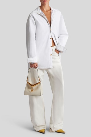 Sac porté épaule en cuir de veau - Blanc