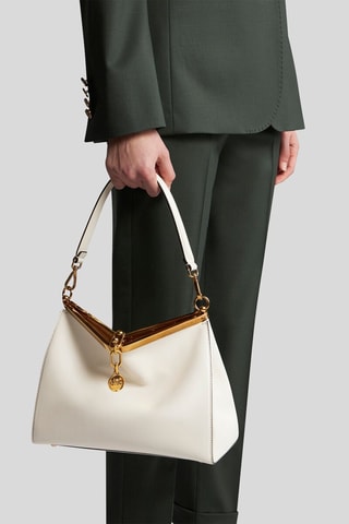 Sac porté épaule en cuir de veau - Blanc